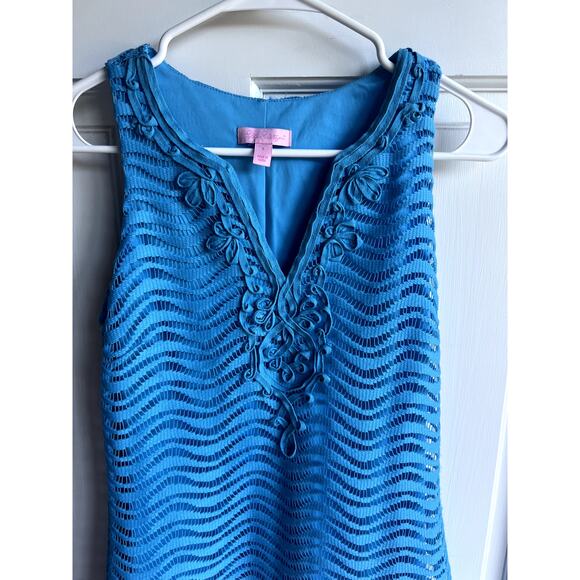 Lily Pulitzer blue wavey knit lace margate dress size Small - Picture 3 of 5